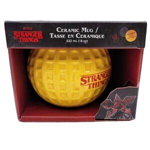 Stranger Things Netflix Ceramic Mug Yellow Waffle Texture 18 oz NIB Cup Read